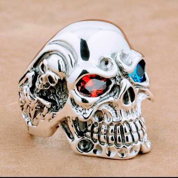 Other - NWT Stainless Gem Skull Gothic Biker Ring …